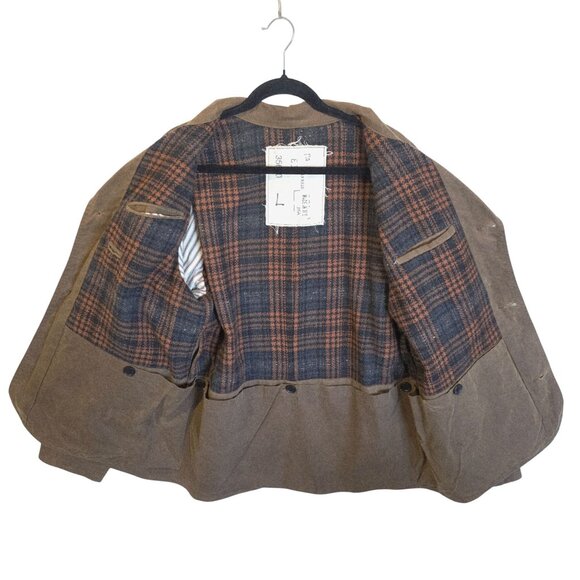 Billy Reid Mens Waxed Jacket Large Blazer Hunting Chore Work Brown Utility Canva - Picture 3 of 10